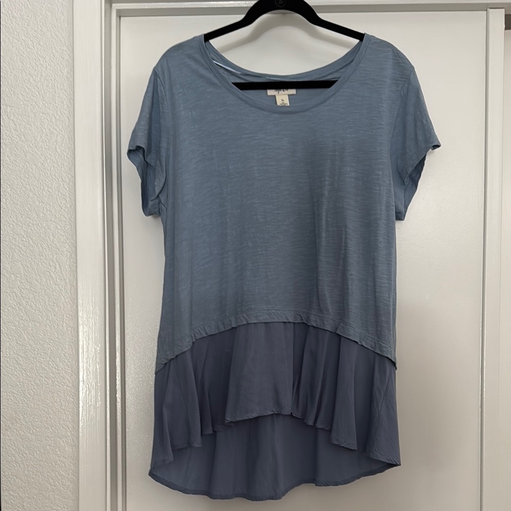 Style & Co. Blue Asymmetrical Short Sleeve Tunic